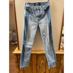 Hollister Ultra High-Rise Skinny Ankle Two-Tone Raw Hem Jeans Blue W24 L27 0R